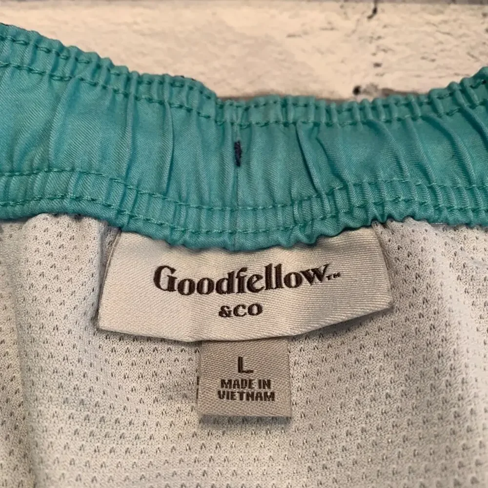GOODFELLOW & CO Men’s Blue Abstract Fully Lined Swim Trunks / Size: Large
